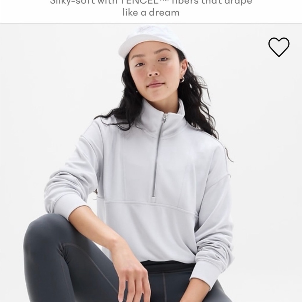 Athleta Light Gray Half-Zip Pullover